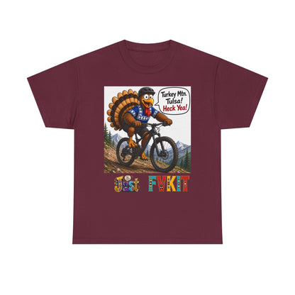 Turkey Mountain Biker Tee — 'Turkey Mtn Tulsa! Heck Yeah!' Graphic T-Shirt