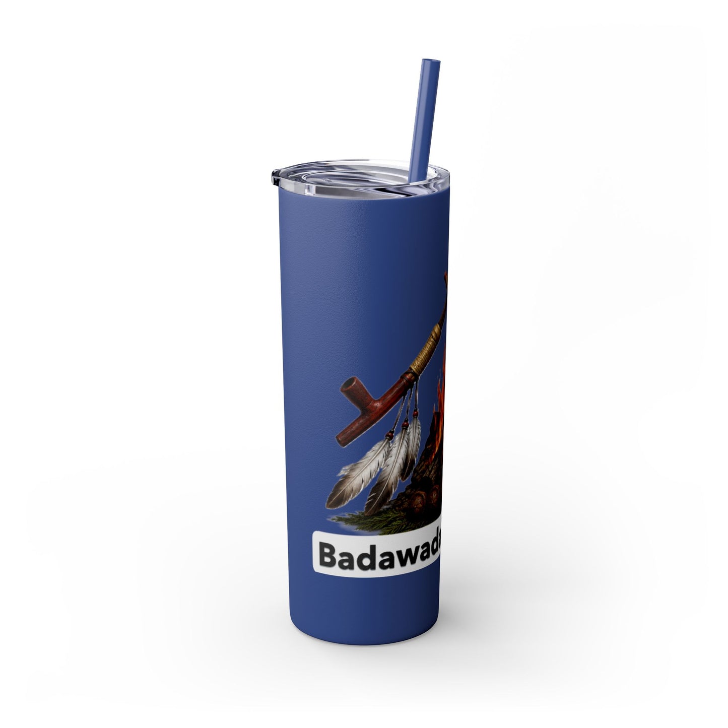 Pottawatomie Campfire Badge Skinny Tumbler 20oz — Badawadame Nation Design