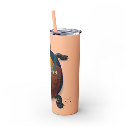 Delaware West Turtle Skinny Tumbler 20oz — Colorful Sea Turtle Travel Cup with Straw
