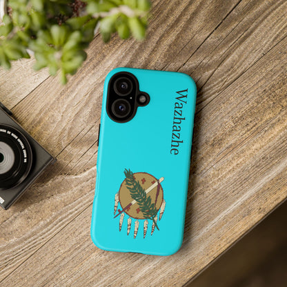 Osage Phone Case — Wazhahze Tribal Shield Design (Native Feather & Tomahawk)