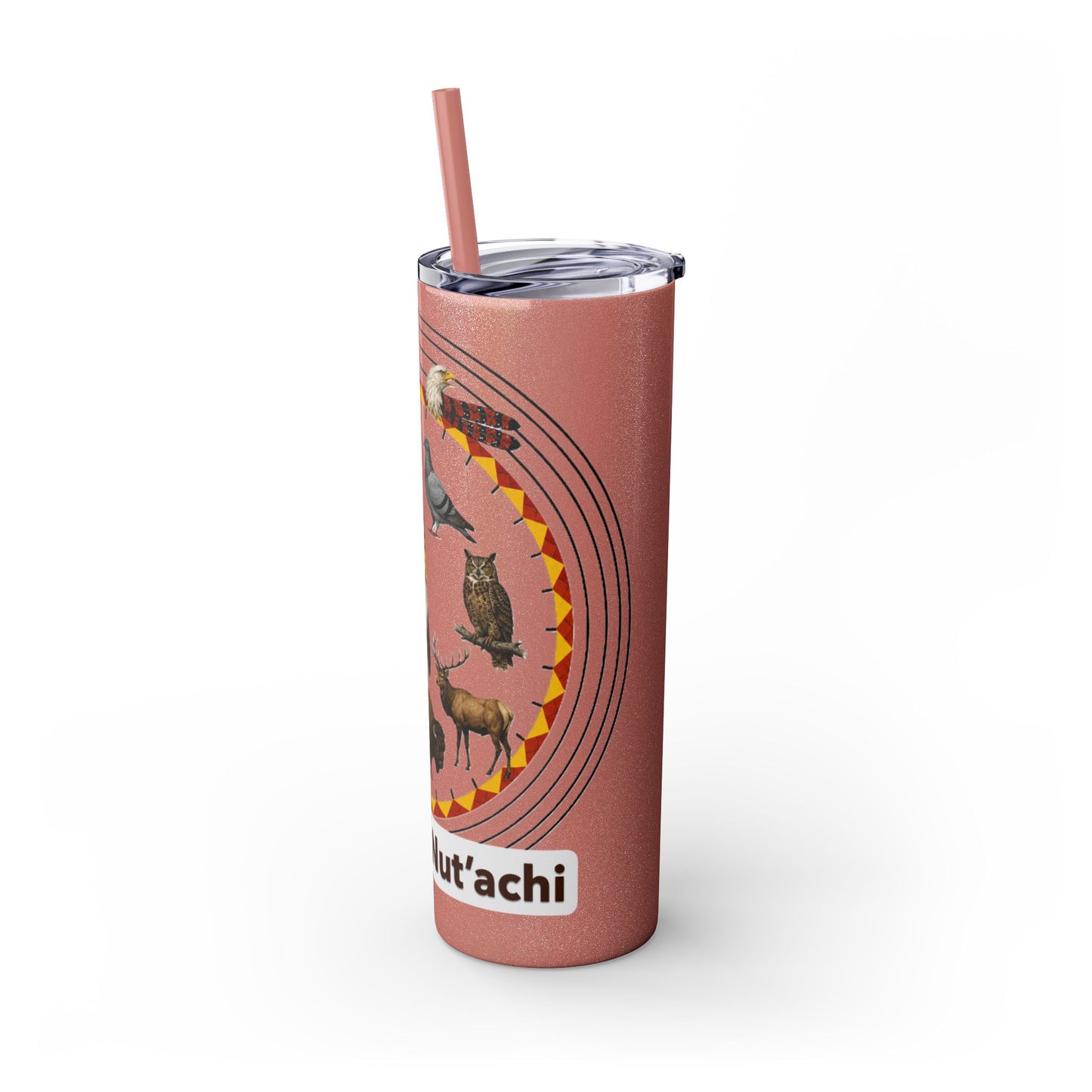Otoe Missouria Native Animal Medicine Wheel 20oz Skinny Tumbler with Straw