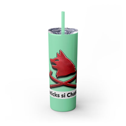 Pawnee Skinny Tumbler — Red Wolf Logo 20oz Insulated Tumbler with Straw