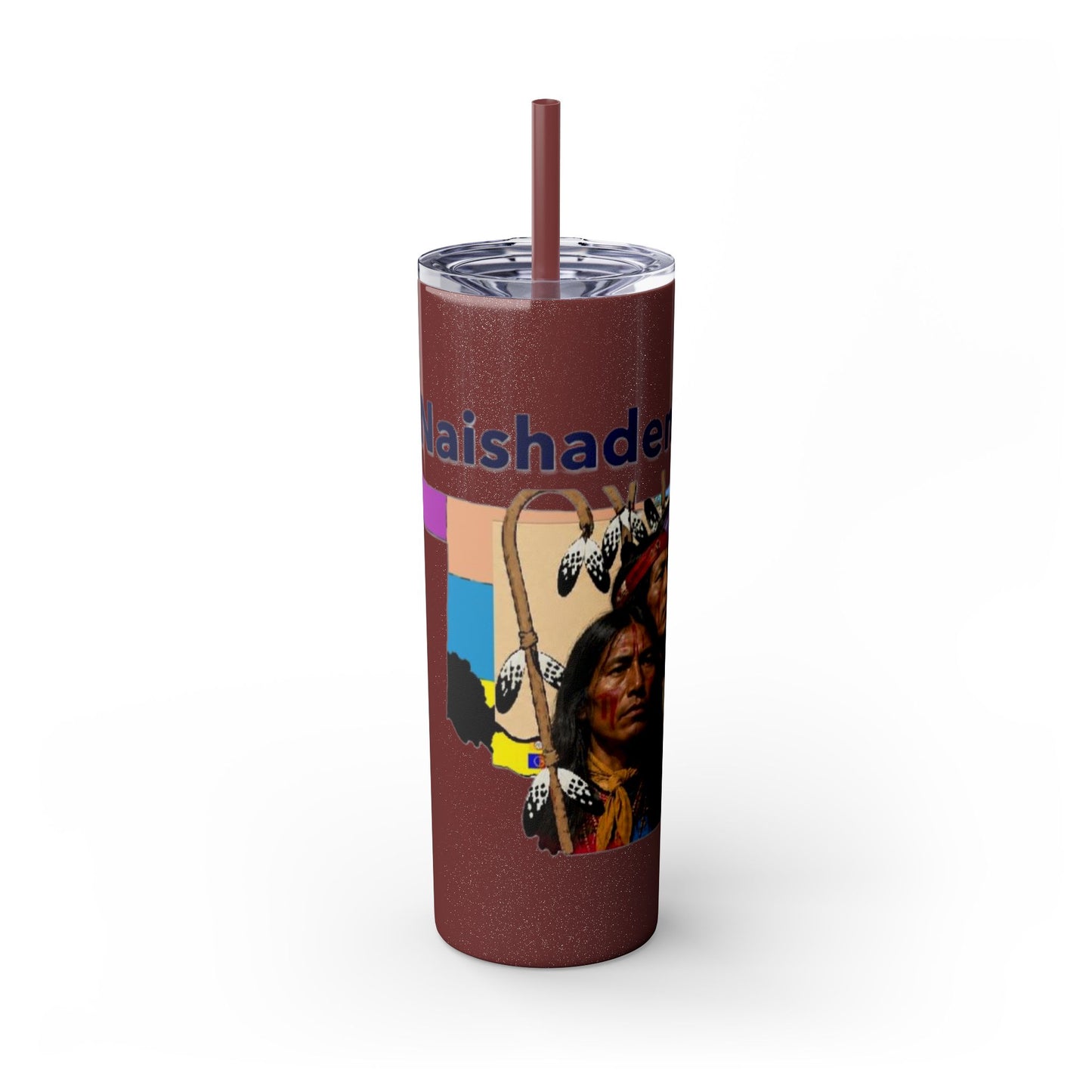 Apache 20oz Skinny Tumbler with Straw — Colorful Retro Design "Naishade"
