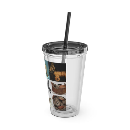 Aztec Sunsplash 16oz Insulated Straw Tumbler — Historical Artifact Illustration Design