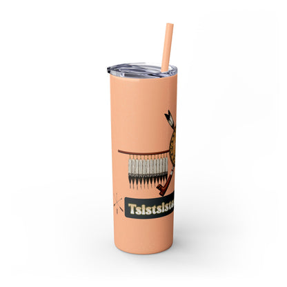 Cheyenne Arapaho 20oz Skinny Tumbler — Native American Shield & Arrows Design (Tsistsistas - Hinono'eitiit)