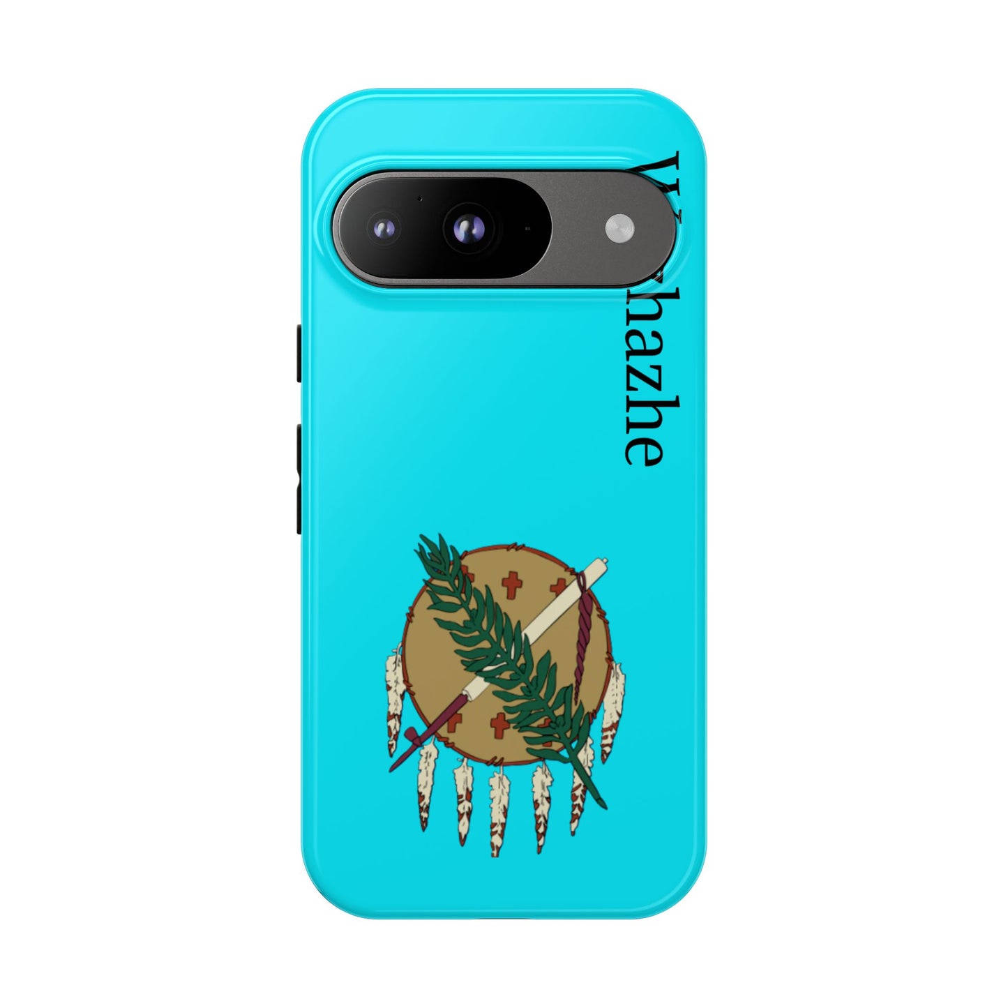 Osage Phone Case — Wazhahze Tribal Shield Design (Native Feather & Tomahawk)