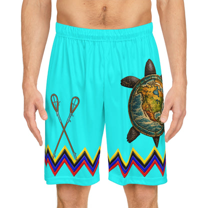 Turquoise Turtle Lacrosse Basketball Shorts – All-Over Print Athletic Shorts