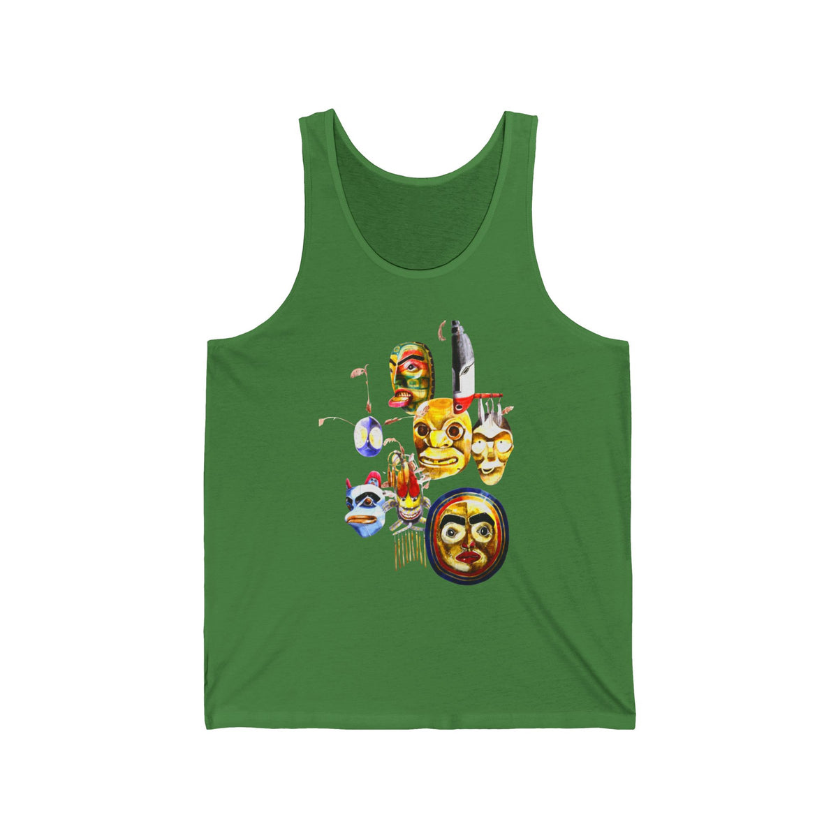 Native Mask & Arrow Tank Top — Tribal Mask Art Graphic Tank