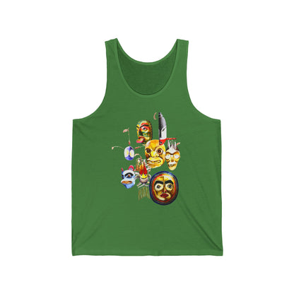 Native Mask & Arrow Tank Top — Tribal Mask Art Graphic Tank