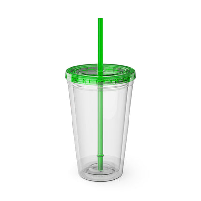 Aztec Sunsplash 16oz Insulated Straw Tumbler — Historical Artifact Illustration Design
