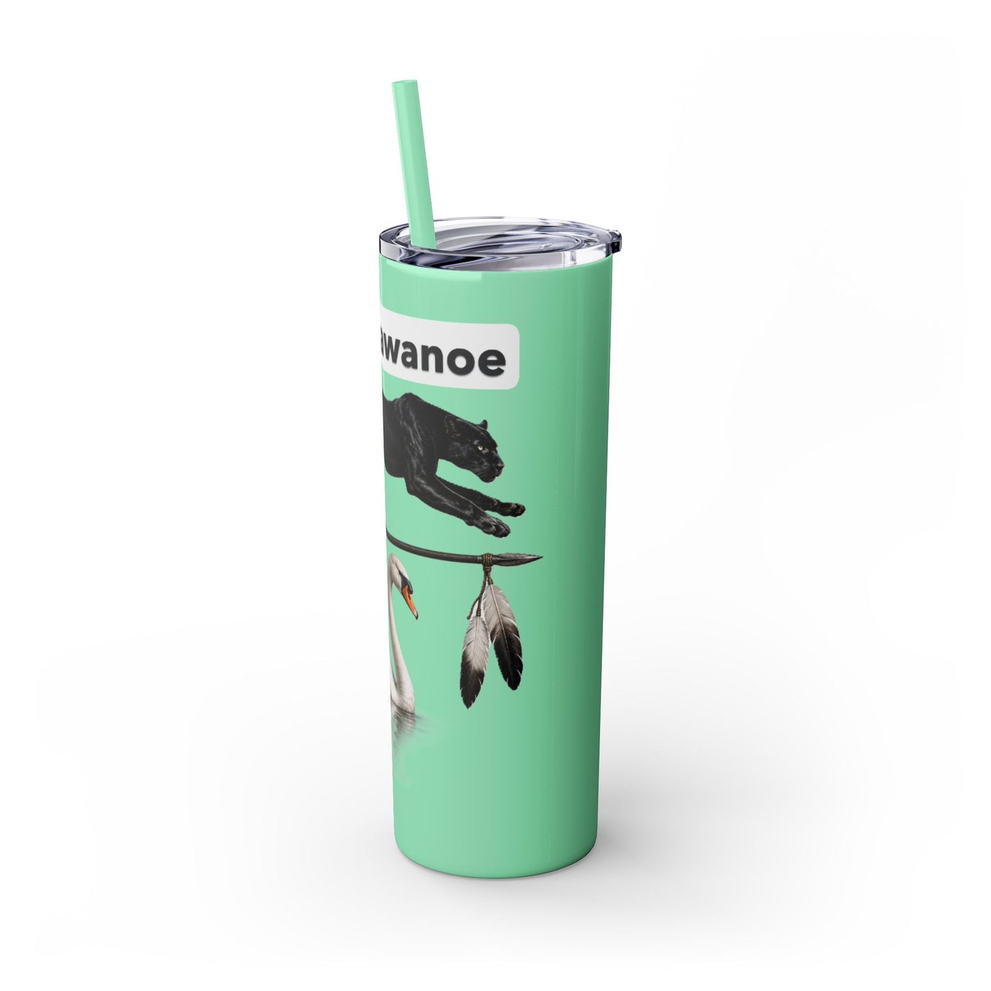 Shawnee East Skinny 20oz Tumbler with Straw — East Shawano River Swan & Otter Design