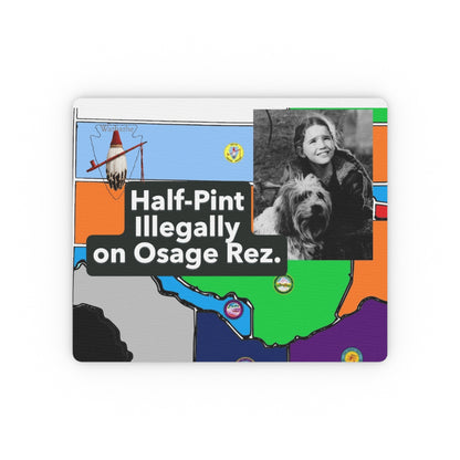 Half-Pint Illegal Rectangular Mouse Pad — 'Half-Pint Illegally on Osage Rez.' Vintage Photo Map Gaming Desk Mat
