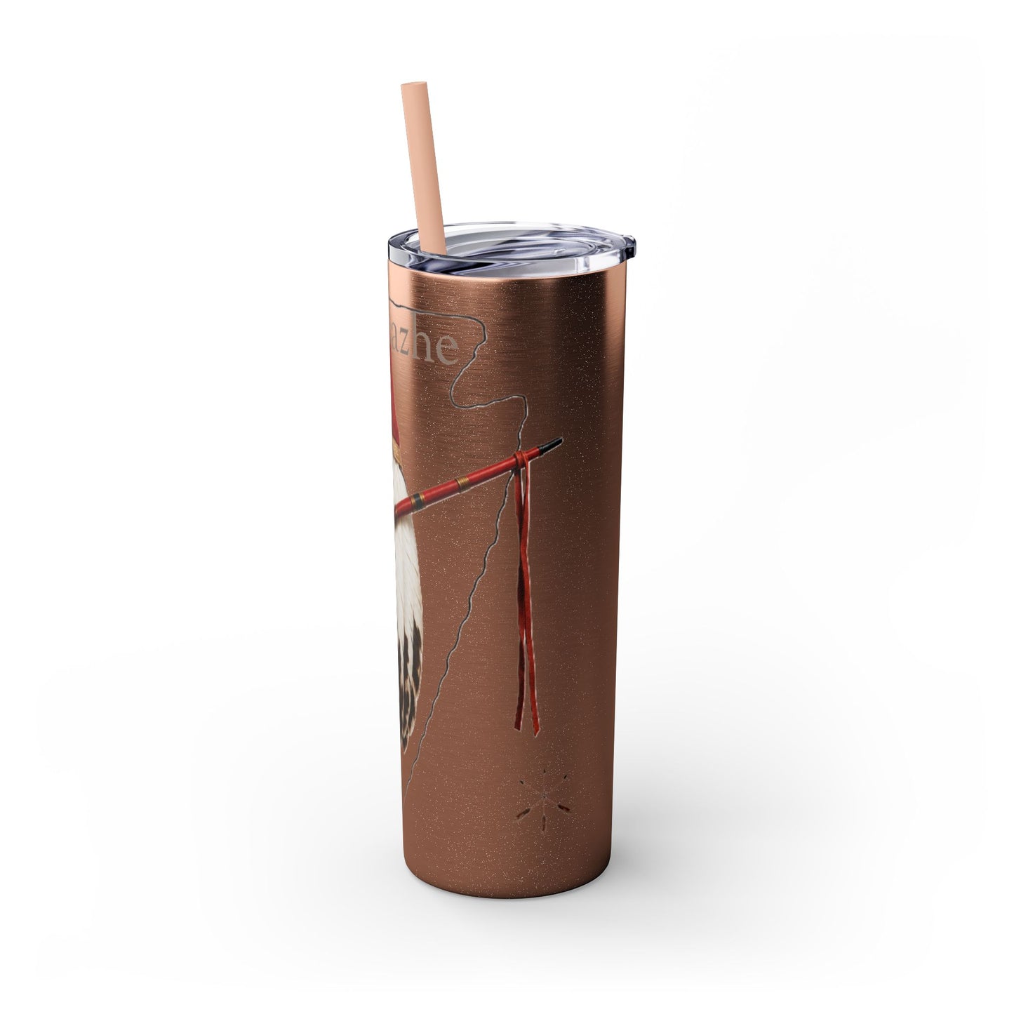 Osage Skinny Tumbler — Native Feather & Pipe Design 20oz Straw Cup