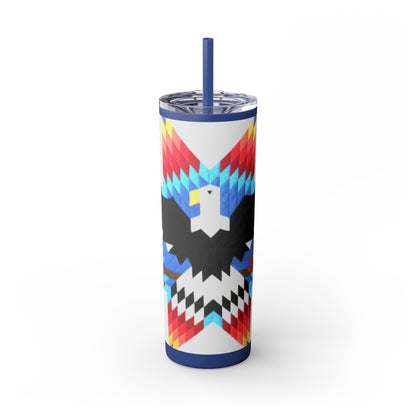Onci 20oz Skinny Tumbler - Geometric Thunderbird Design, Insulated Travel Cup with Straw