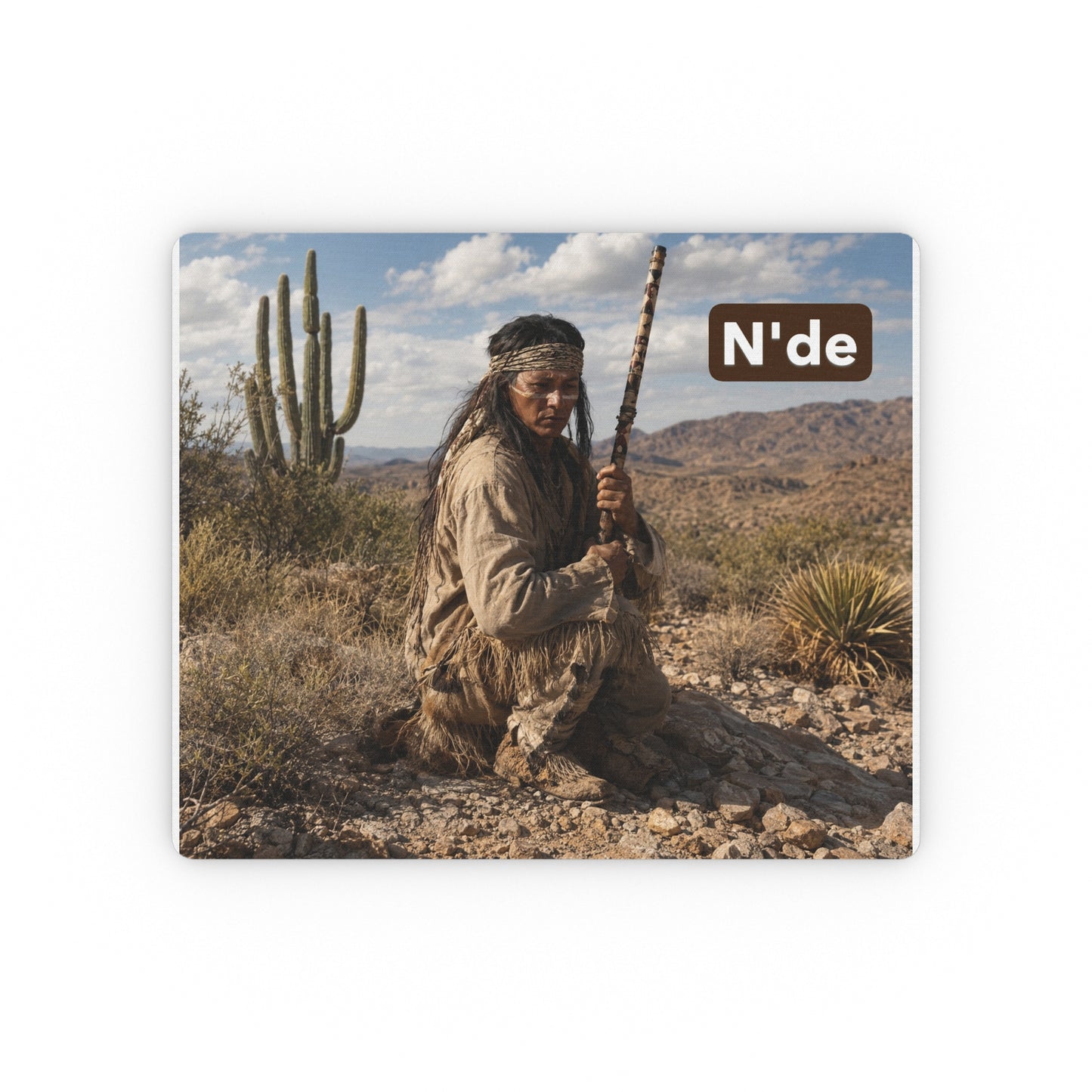 Ft. Sill Native Desert Warrior Mouse Pad — 'N'de' Scenic Western Desk Mat