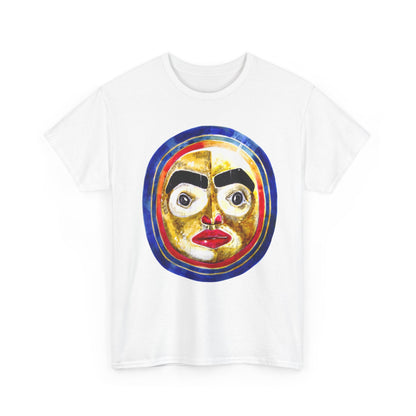 Moon Mask Art Tee — Colorful Surreal Face Graphic T-Shirt