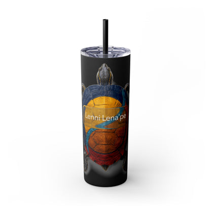 Delaware West Turtle Skinny Tumbler 20oz — Colorful Sea Turtle Travel Cup with Straw