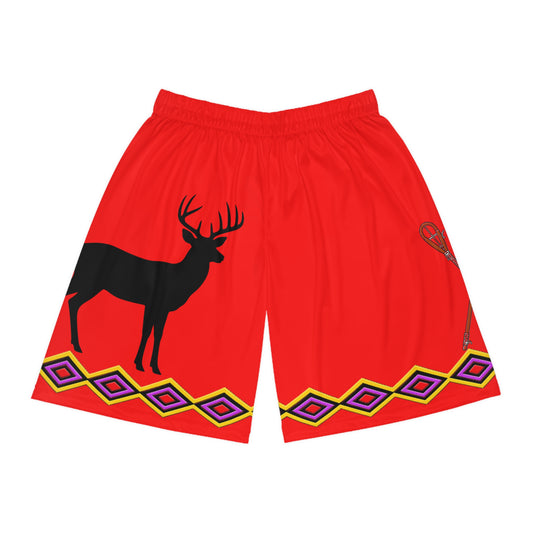 Deer REd & Tribal Pattern Basketball Shorts