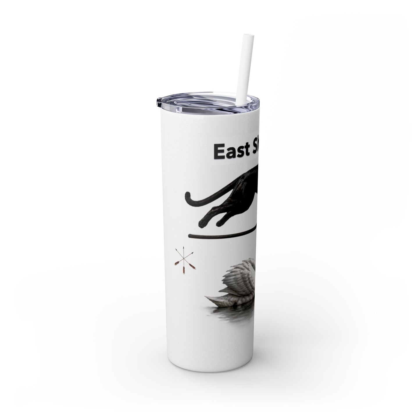 Shawnee East Skinny 20oz Tumbler with Straw — East Shawano River Swan & Otter Design