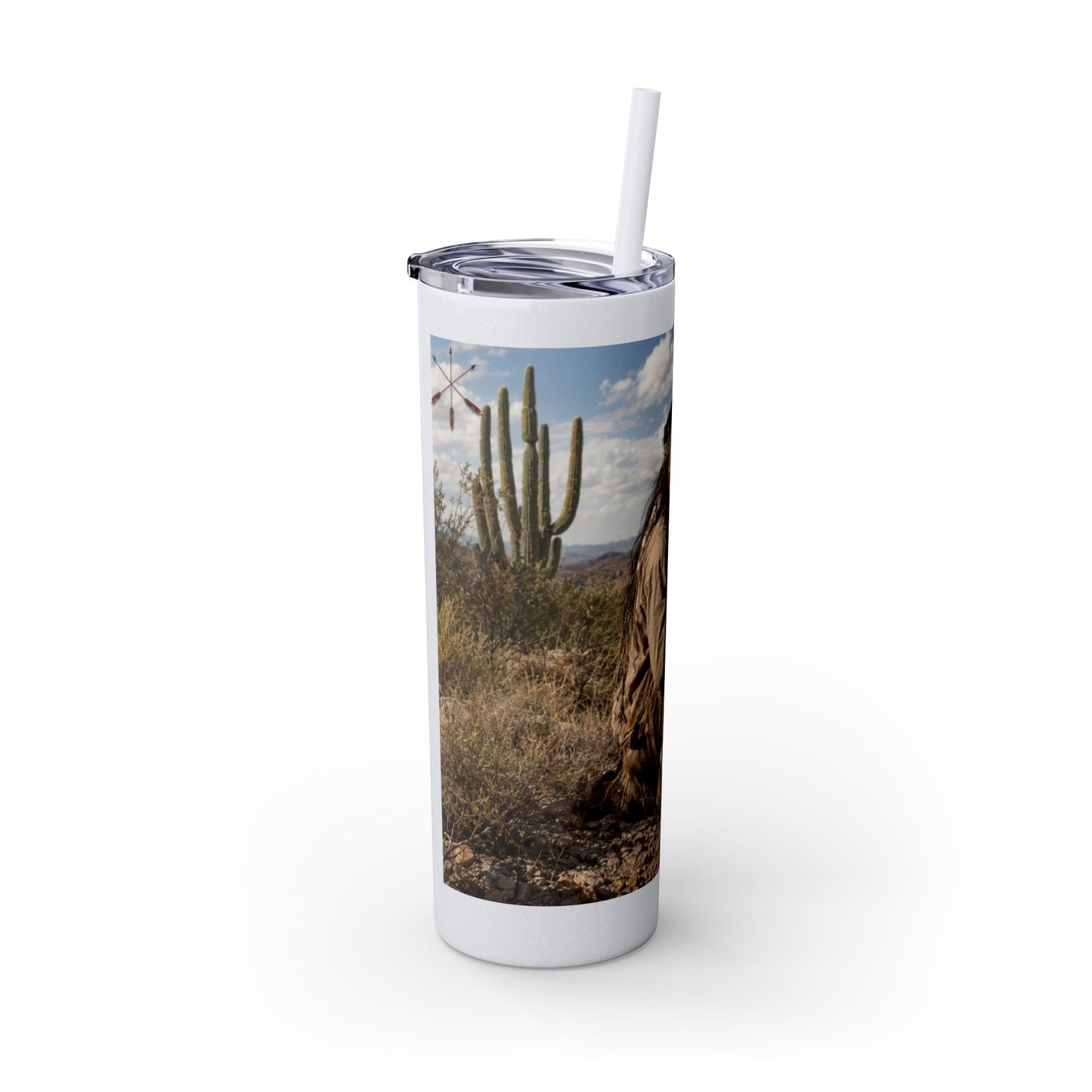 Ft. Sill Apache 20oz Skinny Tumbler with Desert Native Warrior Photo Wrap