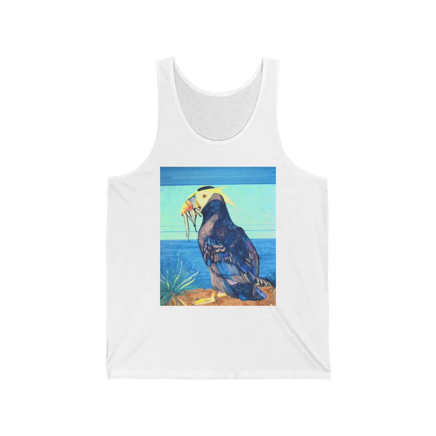 Puffin Beach Tank Top — Colorful Coastal Bird Illustration Tank