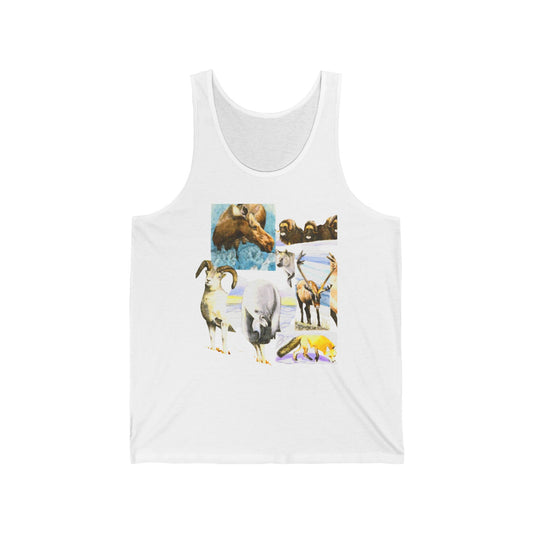 Wildlife Collage Tank Top — Vintage Animals & Arrow Back Graphic