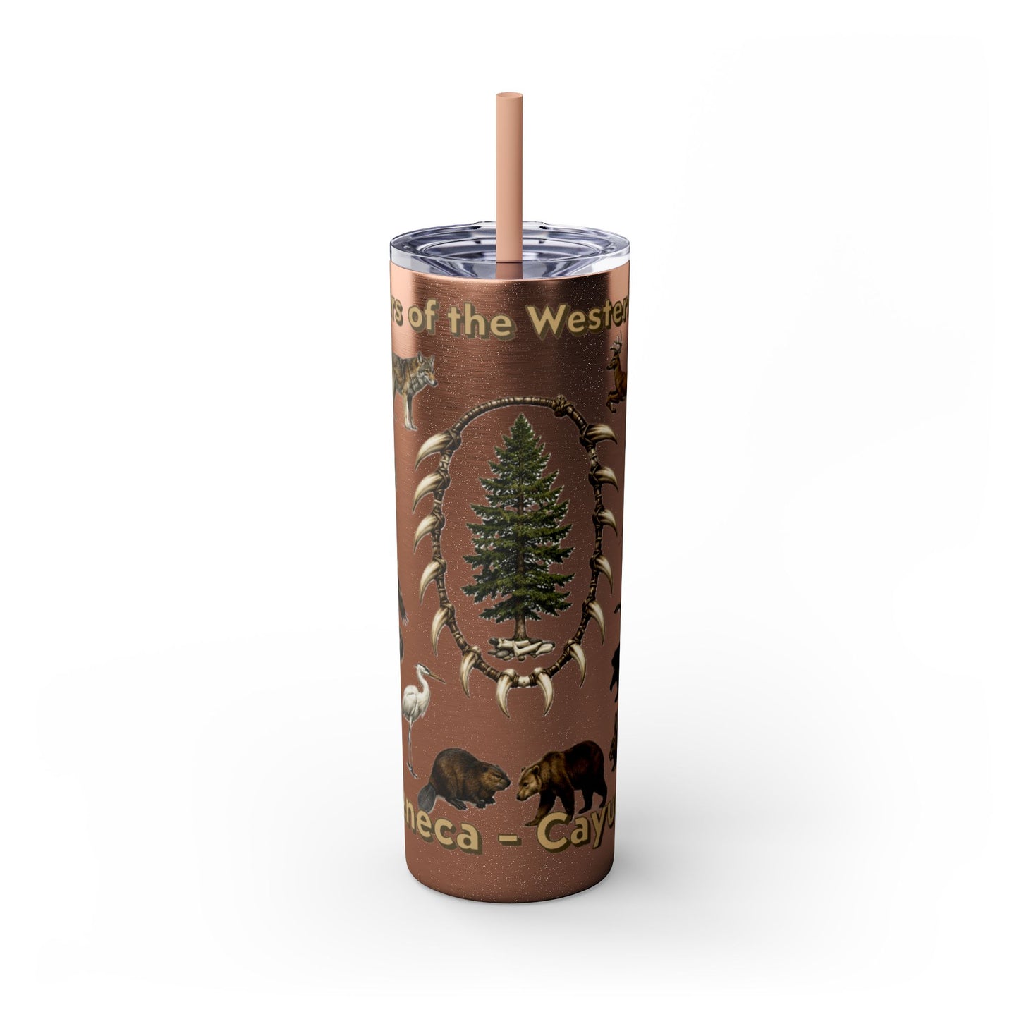 Seneca Cayuga Skinny Tumbler with Straw, 20oz