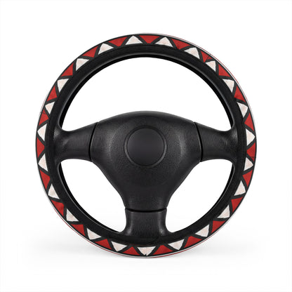 Red Triangle Pattern Steering Wheel Cover — Geometric Car Accessory