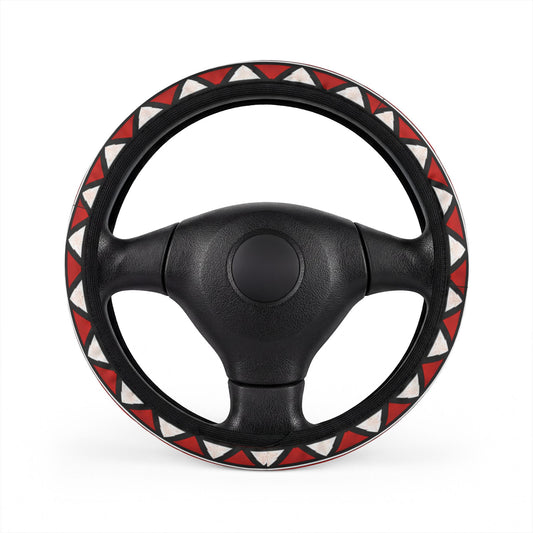 Red Triangle Pattern Steering Wheel Cover — Geometric Car Accessory