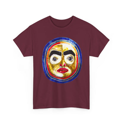 Moon Mask Art Tee — Colorful Surreal Face Graphic T-Shirt