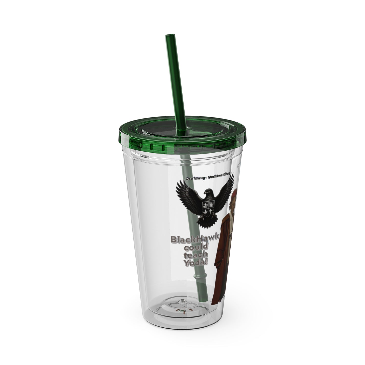 Blackhawk 16oz Tumbler with Straw — Illustrated Map & Raven Design