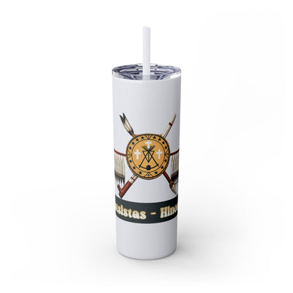 Cheyenne Arapaho 20oz Skinny Tumbler — Native American Shield & Arrows Design (Tsistsistas - Hinono'eitiit)