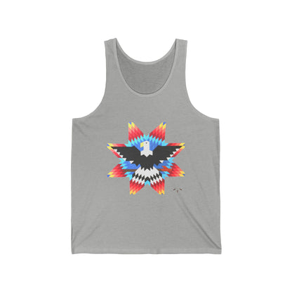 Native-Inspired Eagle Star Tank Top — Geometric Tribal Arrow Back Graphic