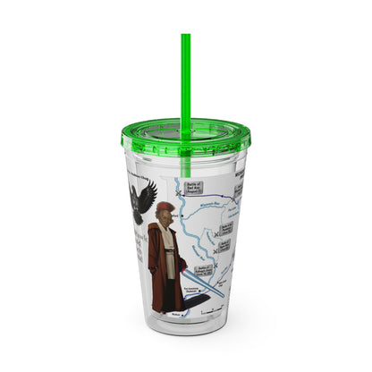 Blackhawk 16oz Tumbler with Straw — Illustrated Map & Raven Design