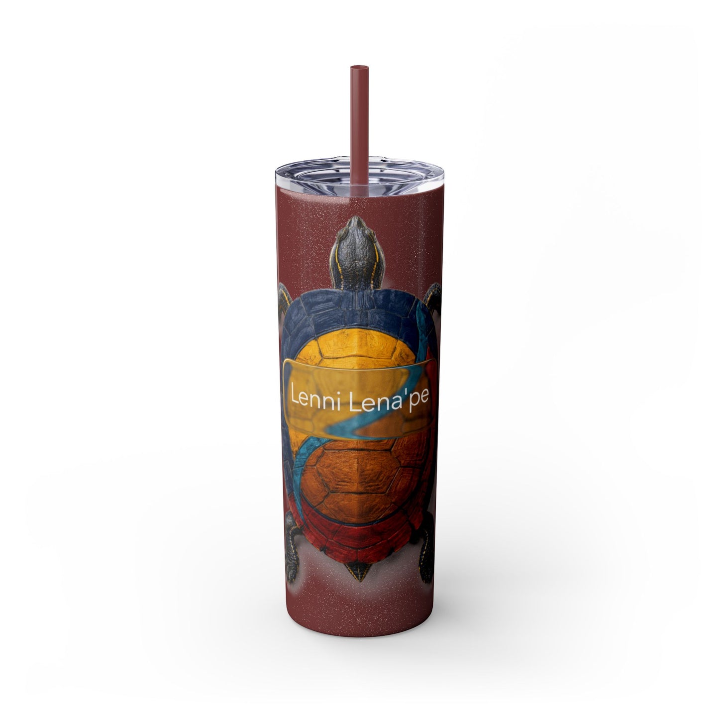 Delaware West Turtle Skinny Tumbler 20oz — Colorful Sea Turtle Travel Cup with Straw