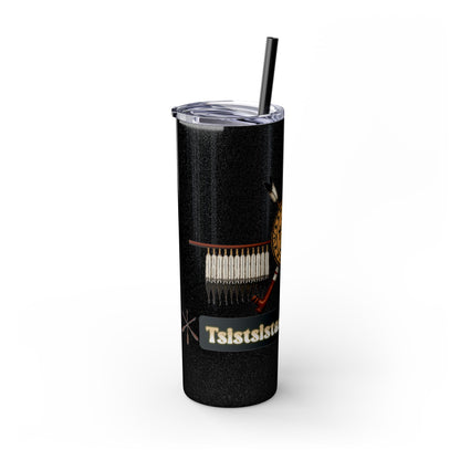 Cheyenne Arapaho 20oz Skinny Tumbler — Native American Shield & Arrows Design (Tsistsistas - Hinono'eitiit)