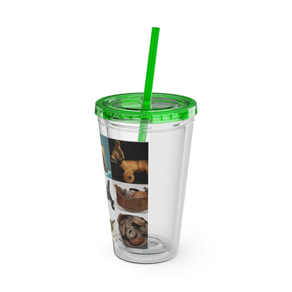 Aztec Sunsplash 16oz Insulated Straw Tumbler — Historical Artifact Illustration Design