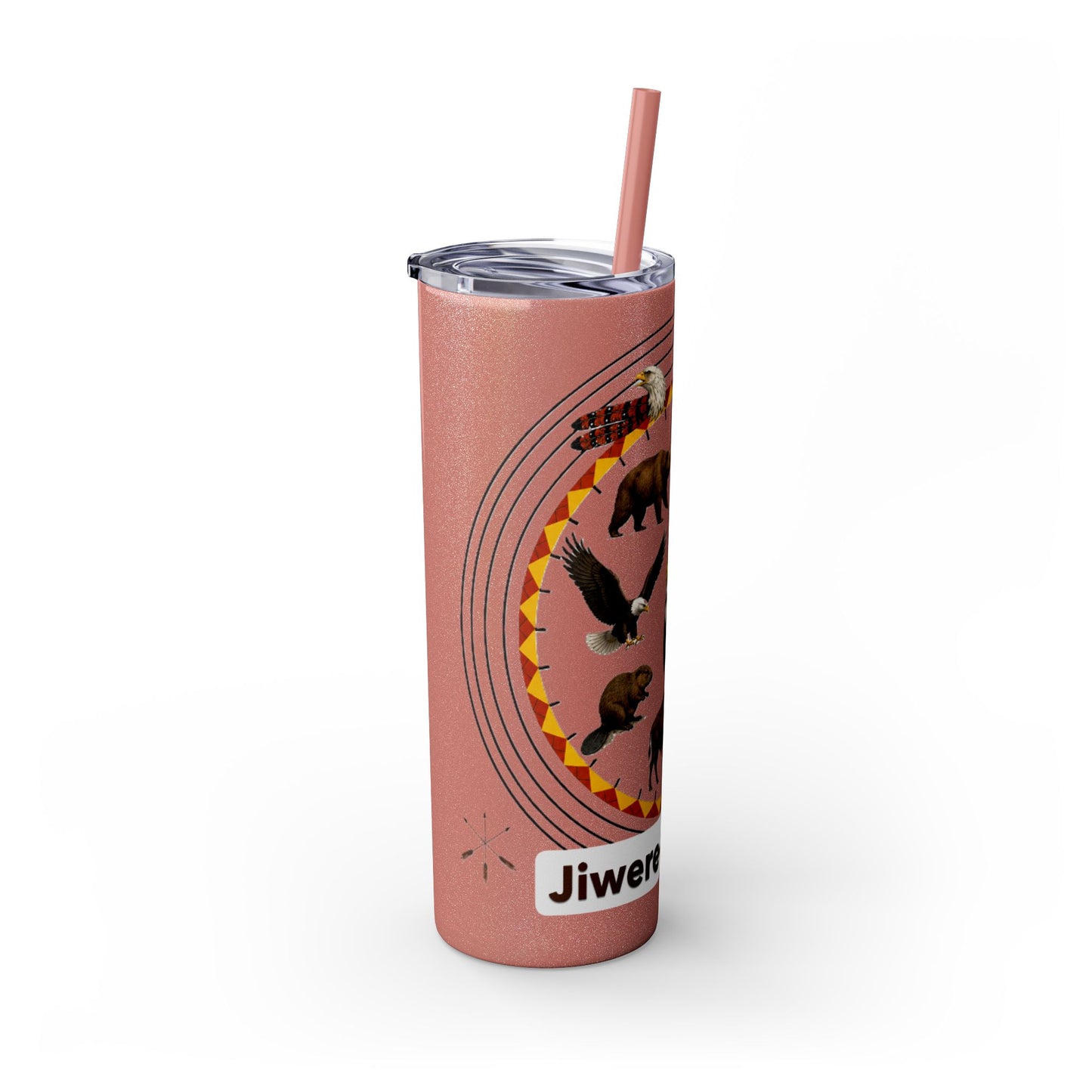Otoe Missouria Native Animal Medicine Wheel 20oz Skinny Tumbler with Straw