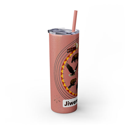 Otoe Missouria Native Animal Medicine Wheel 20oz Skinny Tumbler with Straw