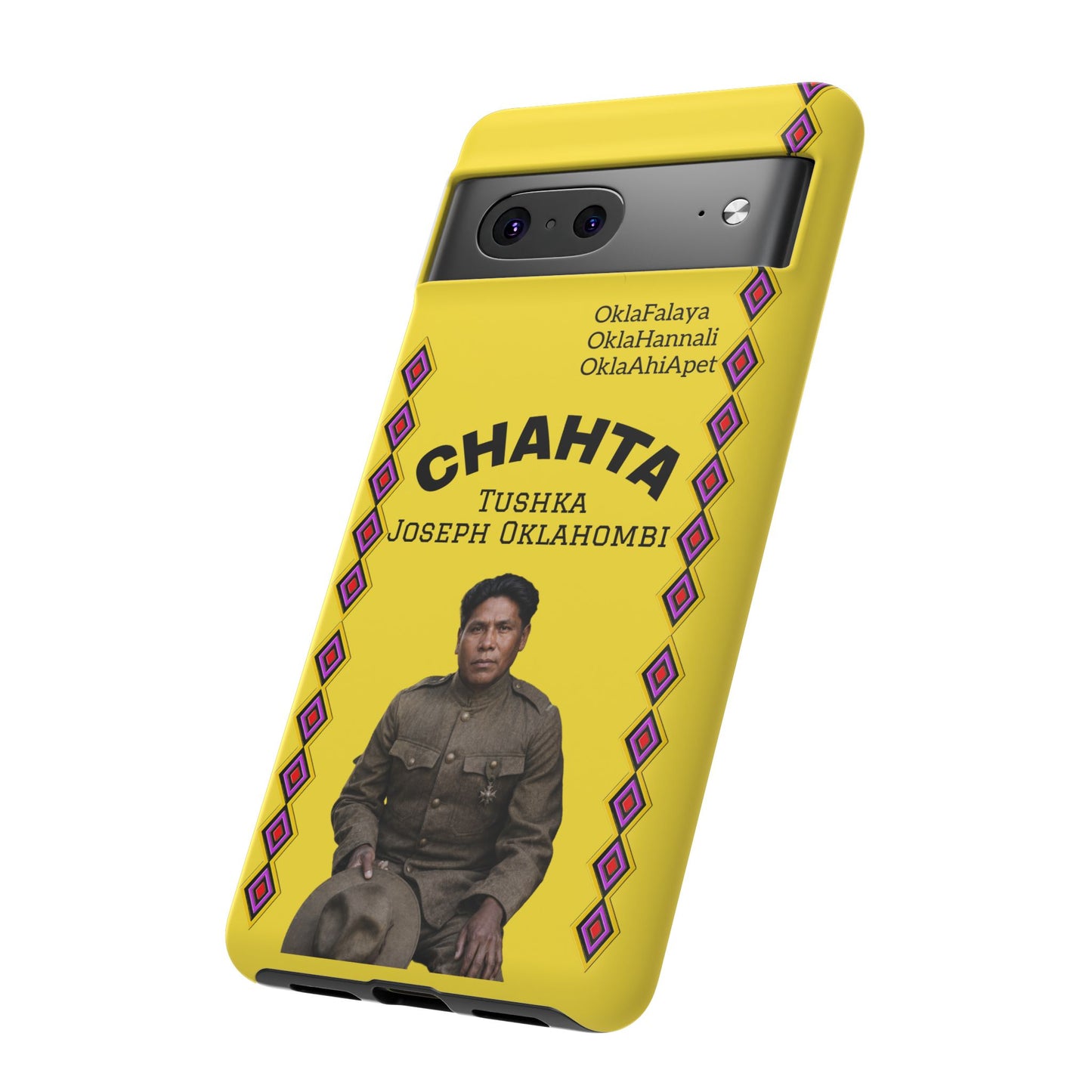 Chahta Tushka Joseph Oklahombi Yellow Phone Case — Native American Tribute Protective Cover