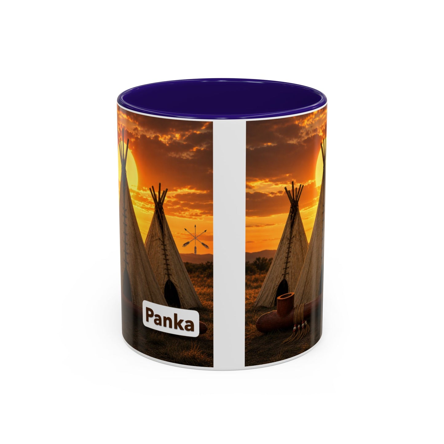 Ponca Teepee Sunset Coffee Mug – Personalized 'Panka' Rustic Camping Ceramic Mug