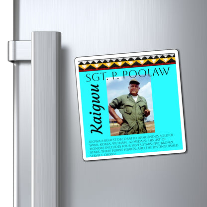 Sgt. P. Poolaw Memorial Magnet — Native American WWII–Vietnam Decorated Soldier Tribute