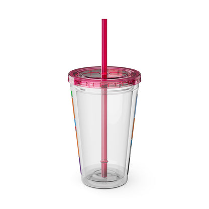 Sunsplash 16oz Tumbler with Straw — 'Half-Pint Illegally on Osage Rez' Graphic