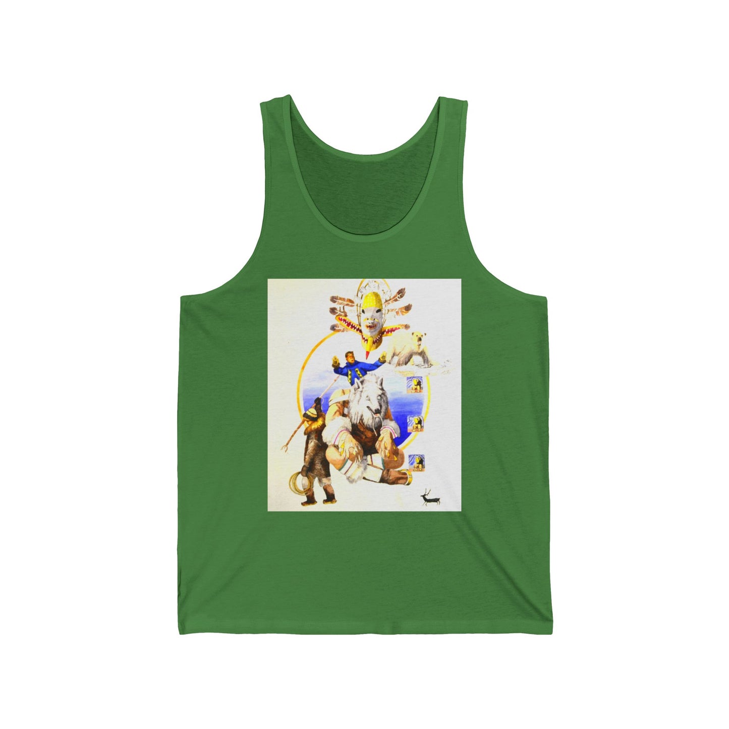 Inupiat/Yupik Wildlife Art Tank Top — Vintage Woodland Animal & Arrow Graphic