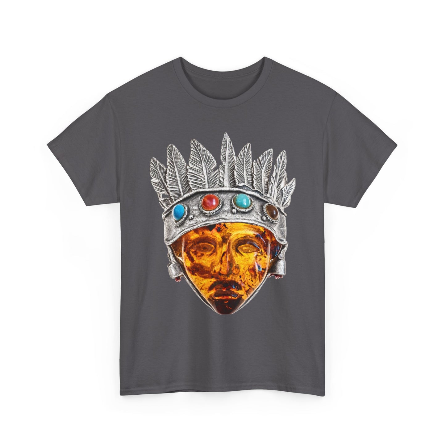 Tribal Crown Mask Tee — Vintage Gemstone Headdress Graphic T-Shirt