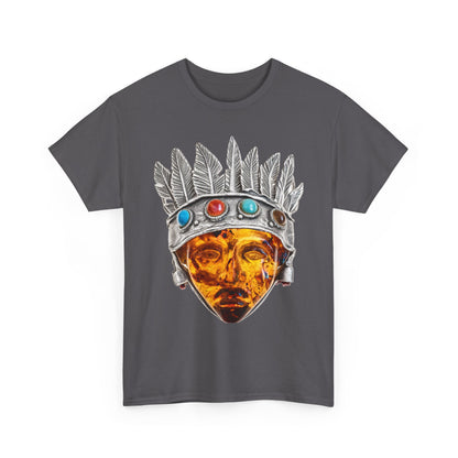 Tribal Crown Mask Tee — Vintage Gemstone Headdress Graphic T-Shirt