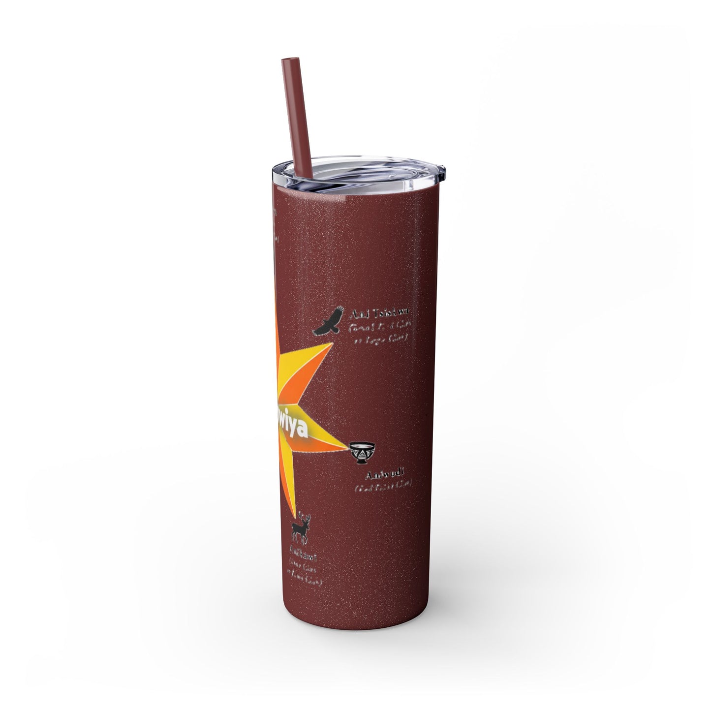 Cherokee 20oz Skinny Tumbler - Aniyunwiya Star Design with Straw