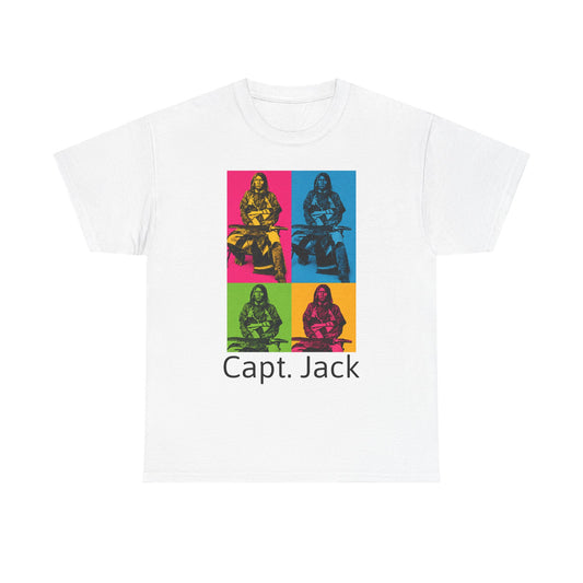 T-Shirt — Capt. Jack Pop-Art Portrait Tee with Arrow Back Print