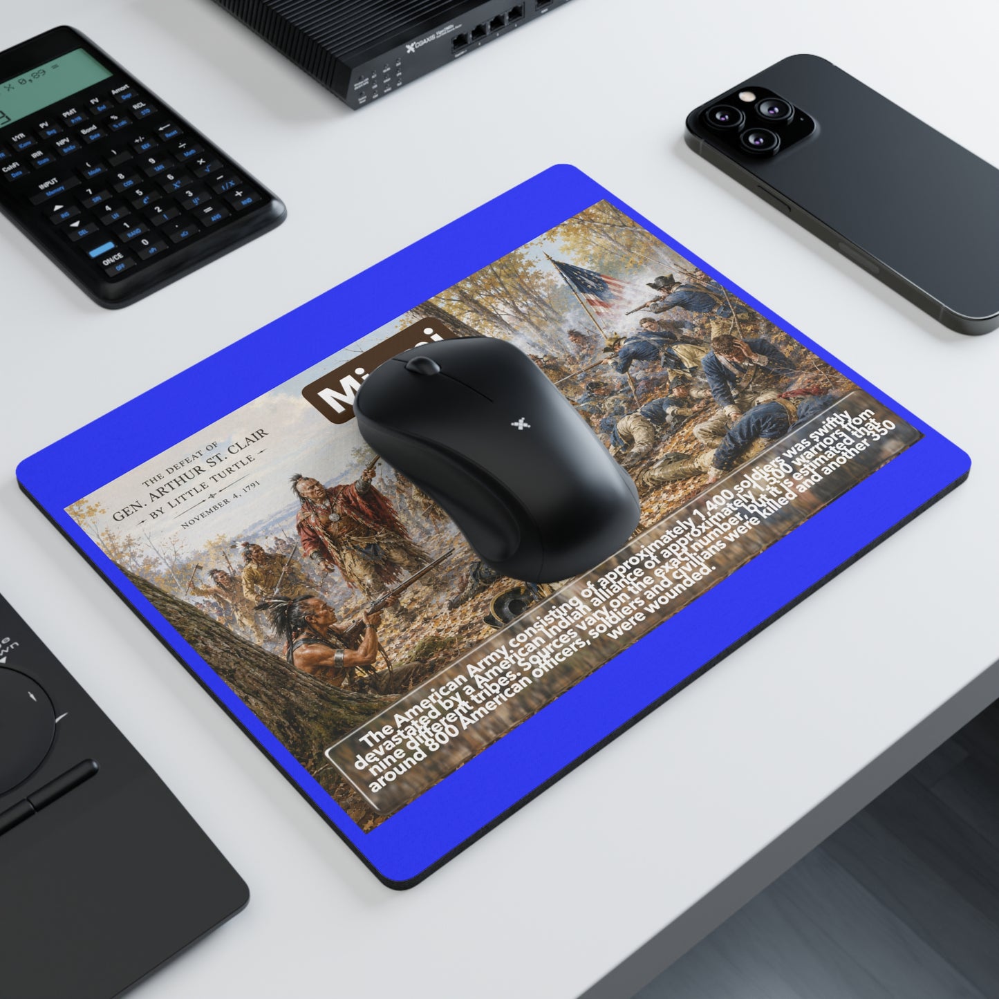 Miami Battle Scene Rectangular Mouse Pad — Historical War Art Desk Mat