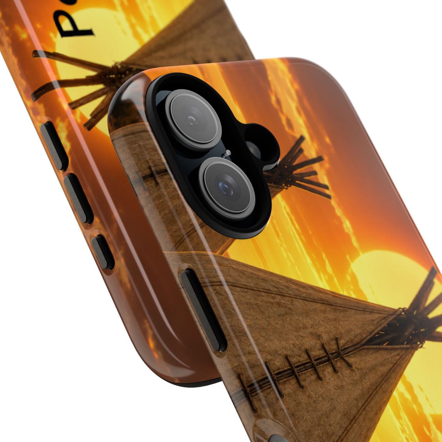 Ponca Sunset Tipi Phone Case — Personalized Native Teepee Landscape